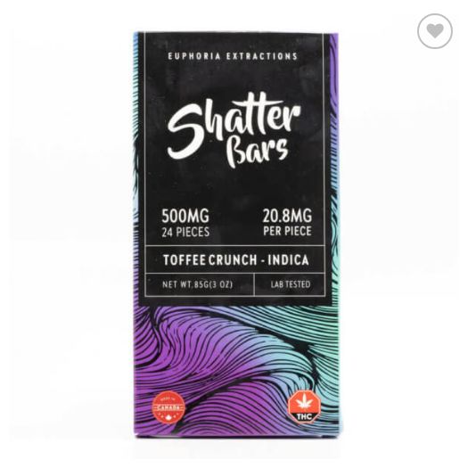 Euphoria Extractions - Indica Toffee Crunch Shatter Bar