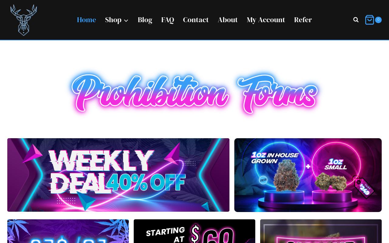 Prohibition Farms website